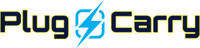 Logo of 'Plug Carry' with a blue lightning bolt symbol between the words 'Plug' and 'Carry'.